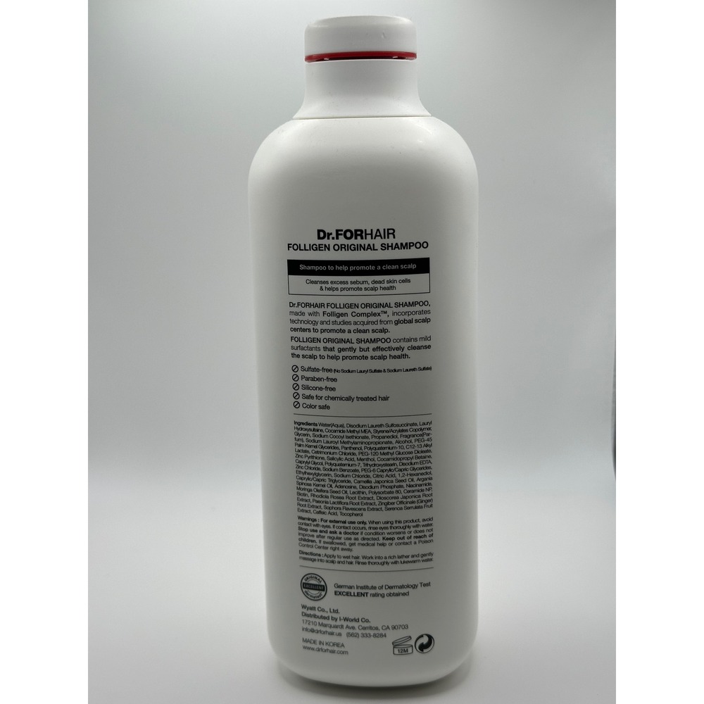 Dr.FORHAIR Folligen Original Shampoo 25.36oz 750ml Scalp Care Sulfate Free - Picture 3 of 5